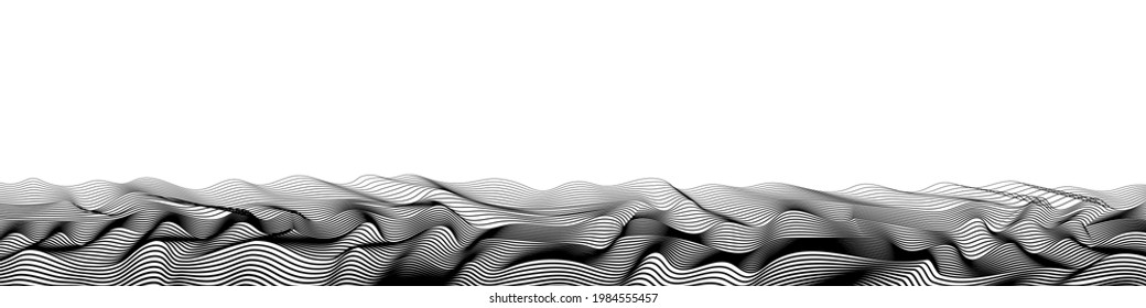 Abstract vector background, banner. Stylization of sea waves, shades of gray.