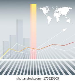 abstract vector background with bar graphs and world map. Eps10