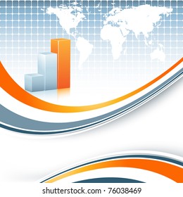 abstract vector background with bar graphs ans world map