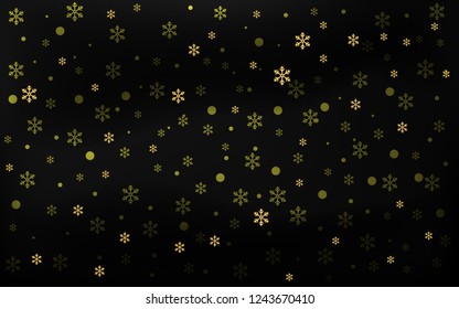 Abstract vector background with beautiful golden snowflakes. 