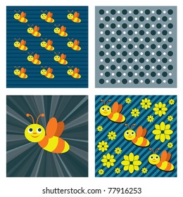 Abstract Vector Background with Bees. Eps10 Format.