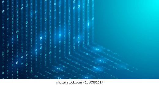 Abstract Vector Background. Binary Code In Isometric Style With Light Effects. Eps 10