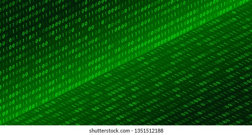 Abstract vector background. Binary code in isometric style with light effects. Eps 10