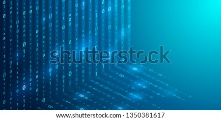 Abstract vector background. Binary code in isometric style with light effects. Eps 10