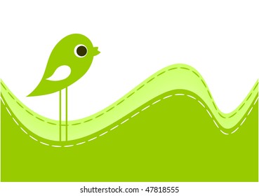 ABSTRACT VECTOR BACKGROUND WITH BIRD AND EGGS