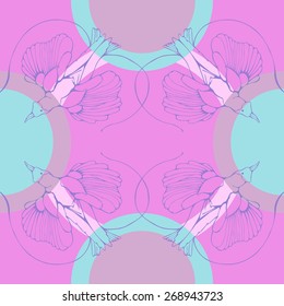 Abstract Vector background with bird. Fabric design . Vector Design element.