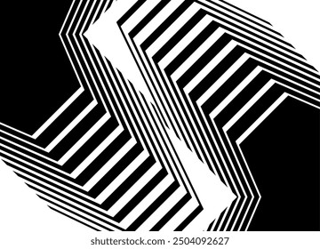 Abstract vector background of black broken lines on a white background with space for text. Modern design element. Sports pattern. Modern vector striped background.
