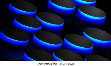 Abstract vector background with black circles and blue reflections. design perspective
