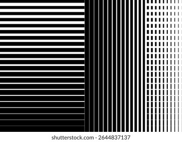 Abstract Vector background of black lines on a white background. Modern pattern of striped geometric shapes. Neoconstructivism. For covers, interior, packaging, textiles. parallel stripes.