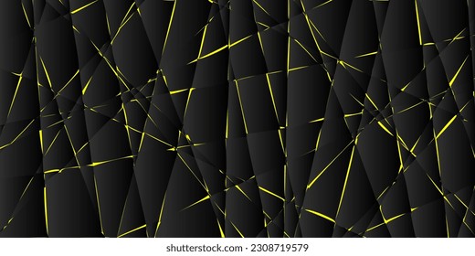 Resumen de fondo vectorial con azulejos negros y líneas de luz amarilla.