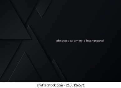 Abstract vector background with black triangles, composition with triangular shapes and shadows. Modern cover design.