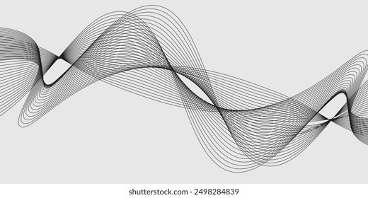 Abstract vector background with black wavy lines.