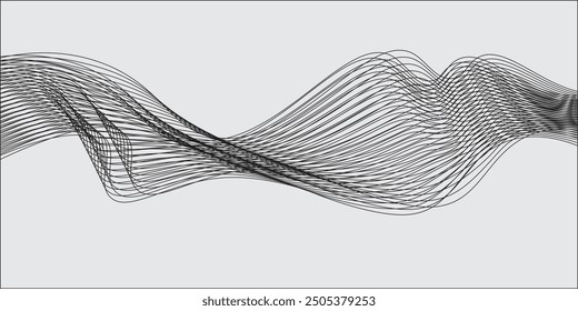 Abstract vector background with black wavy lines. EPS10