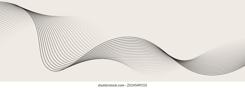 Abstract vector background with black wavy lines. vector