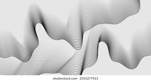 Abstract vector background with black wavy lines. vector