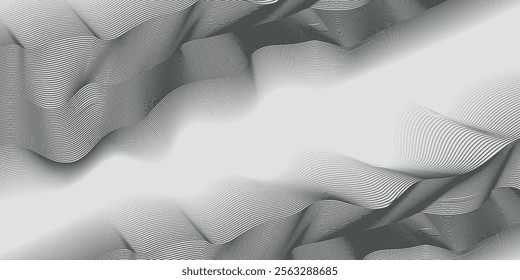 Abstract vector background with black wavy lines vector