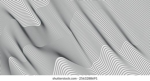 Abstract vector background with black wavy lines vector