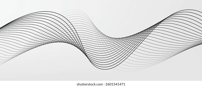 Abstract vector background with black wavy lines. EPS10