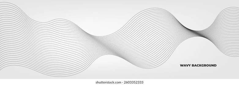 Abstract vector background with black wavy line. Minimalist design template for banner or poster