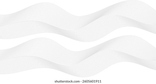 Abstract vector background with black wavy lines. EPS10, Abstract wave element for design. Digital frequency track equalizer. Stylized line art background. Vector illustration.