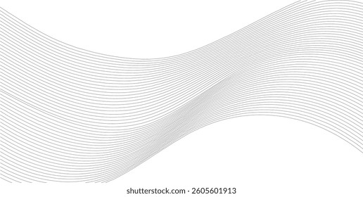 Abstract vector background with black wavy lines. EPS10, Abstract wave element for design. Digital frequency track equalizer. Stylized line art background. Vector illustration.