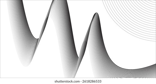 Vetor de fundo abstrato com linhas onduladas pretas. ilustração moderna.