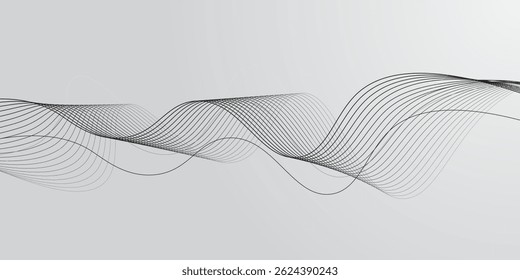 Abstract vector background with black wavy lines.  Vector dynamic llustration.