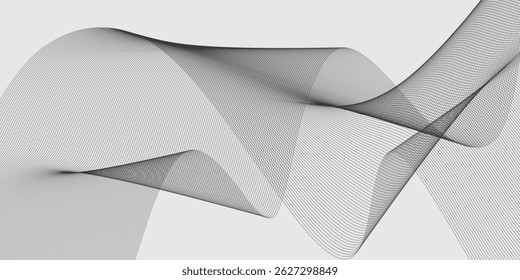 Abstract vector background with black wavy lines modern vector arts