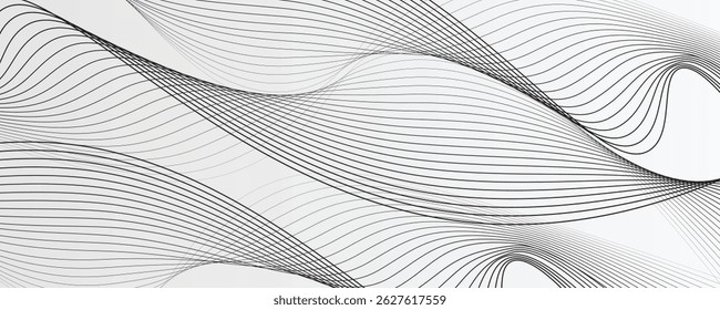 Abstract vector background with black wavy lines. EPS10