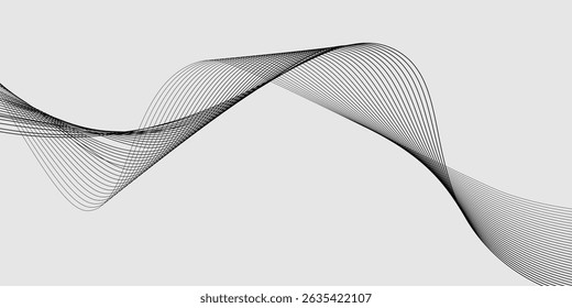 Vetor de fundo abstrato com linhas onduladas pretas, ilustração vetorial 