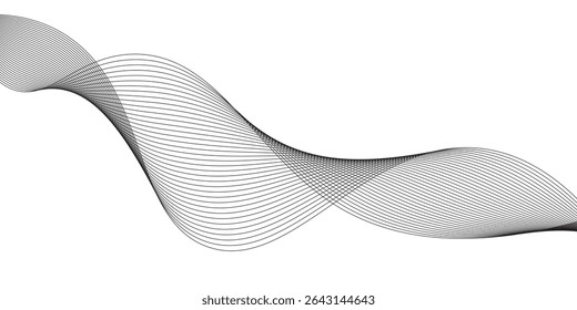 Abstract vector background with black wavy lines. 
