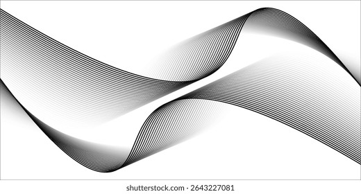 Vetor de fundo abstrato com linhas onduladas pretas. EPS10

