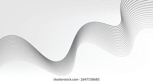 Abstract vector background with black wavy lines. 
