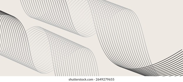 Abstract vector background with black wavy lines. vector