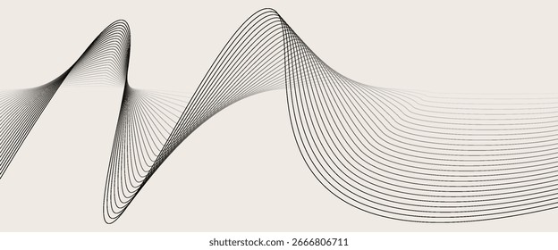 Abstract vector background with black wavy lines. vector