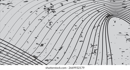 Abstract vector background with black wavy lines.
