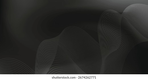 Abstract vector background with black wavy lines. 