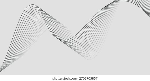 Fondo de Vector Abstractas con líneas onduladas negras. Vector de patrón de fondo
