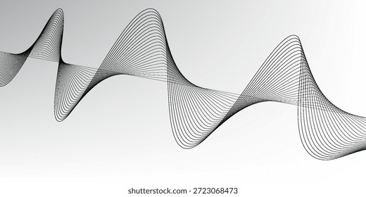 Vetor de fundo abstrato com linhas onduladas pretas. EPS10