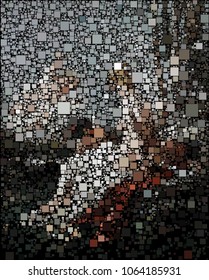 Abstract vector background of block colored mosaic made of elements of geometric rectangular shape