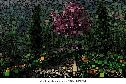 Abstract vector background of block colored mosaic made of elements of geometric rectangular shape