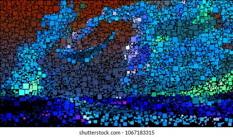 Abstract vector background of block colored mosaic made of elements of geometric rectangular shape