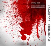 Abstract vector background with blood splatter. Red liquid splash on white backdrop. Halloween party wallpaper.  
