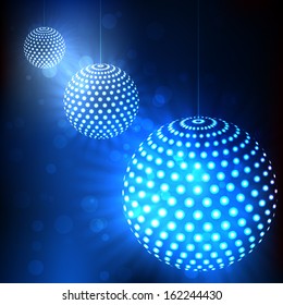 Abstract vector background. Blue balls with glowing dots