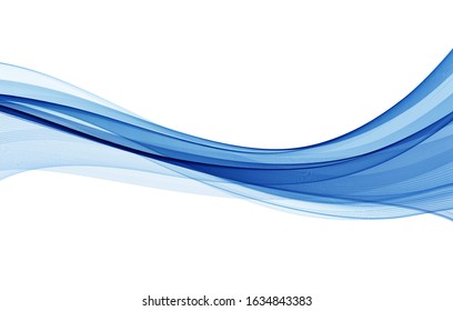 Abstract vector background, blue color flow waved lines for brochure, website, flyer design. Transparent smooth wave