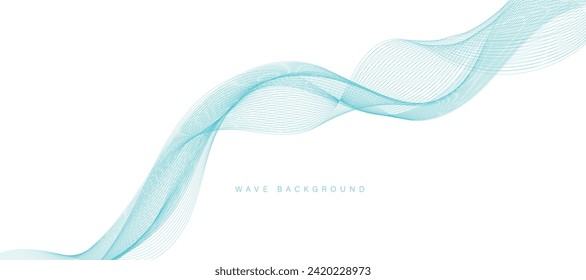 Abstract vector background with blue color wave. Smoke wavy lines. Vector blue waves background
