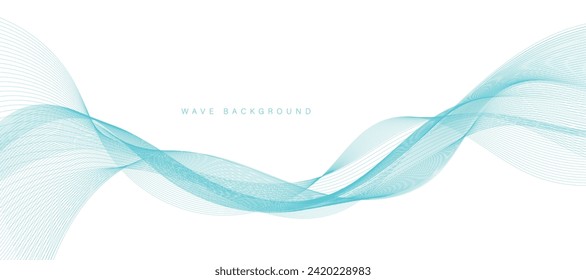 Abstract vector background with blue color wave. Smoke wavy lines. Vector blue waves background