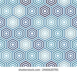 Fondo de Vector Abstractas. Gradientes de color azul. Patrón simple de hexágonos apilados. Grandes Formas hexagonales. Patrón sin costuras. Ilustración vectorial con mosaico.