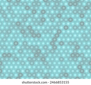 Abstract vector background. Blue color tones gradients. Stacked hexagons mosaic pattern. Hexagon geometric shapes. Seamless pattern. Tileable vector illustration.