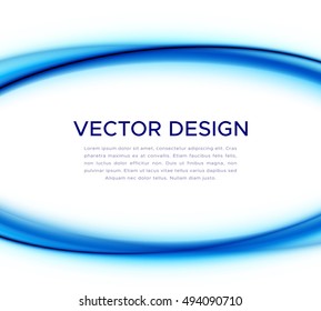 Abstract vector background with blue color glowing light curves isolated on white. Bright colorful banner design template with blank space.